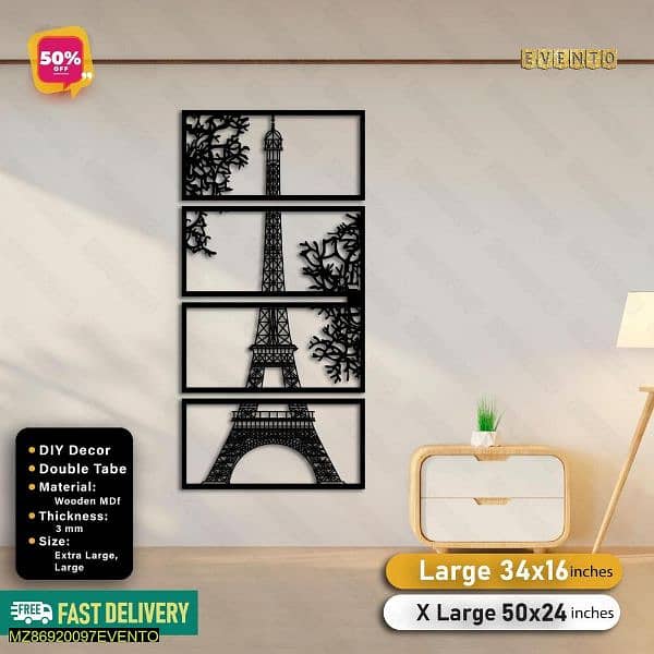 Eiffel  tower wooden wall decor large 0