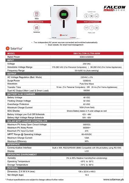 Solar Max Falcon Dual Ultra 6kw 3