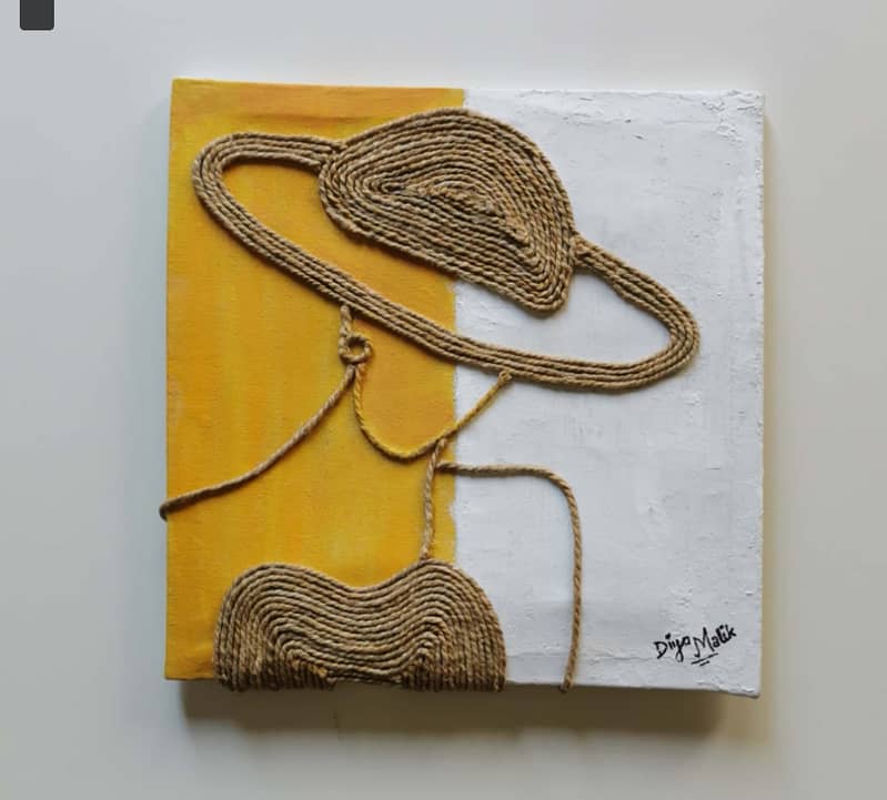 Jute woman painting (unique craft piece for interior decor) 0