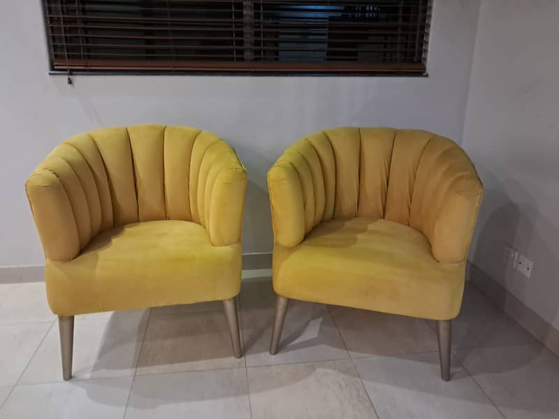 Dull gold 2 velvet chairs 0