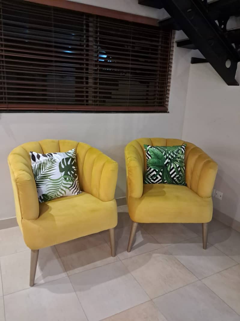 Dull gold 2 velvet chairs 2