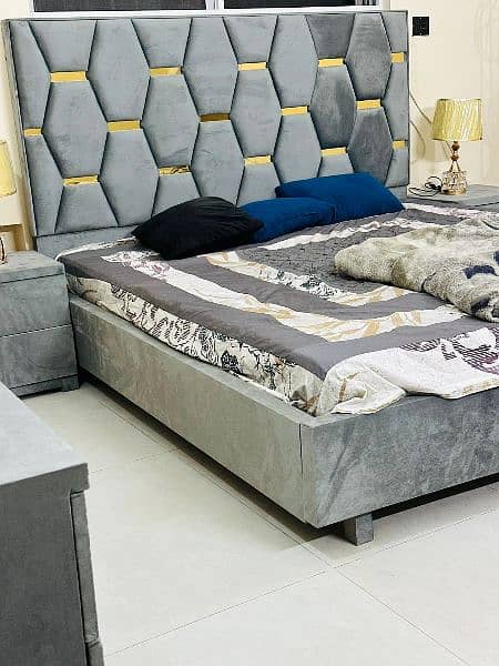Bed sets 10 foot bed velvet blue bed grey bed 2