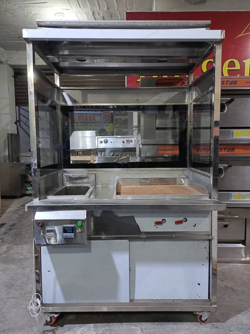 shawarma counter with hot plate deep fryer for sale best price 0