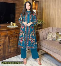 3 Pcs Women's Stitched Katan Silk
Embroidered Gown Suit
