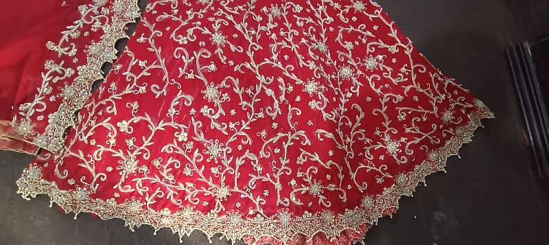 Bridal lehnga Deep red colour, front back zari work on lehnga for sale 1