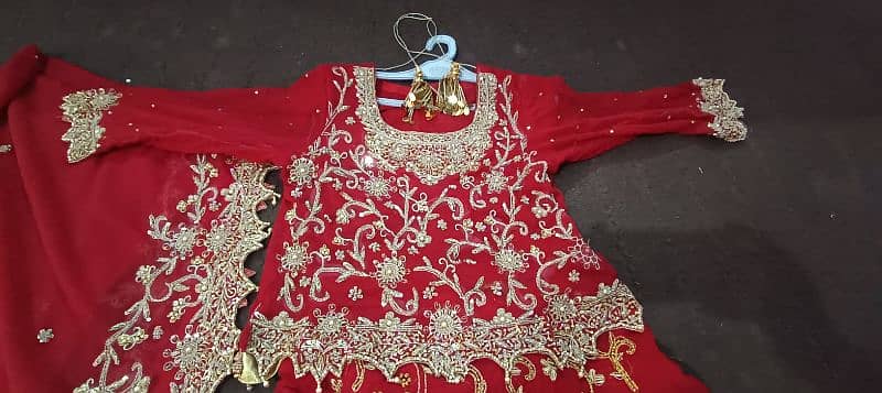 Bridal lehnga Deep red colour, front back zari work on lehnga for sale 2