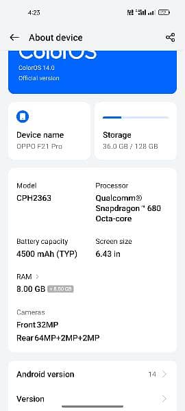 oppo f21pro 8+8/128 1