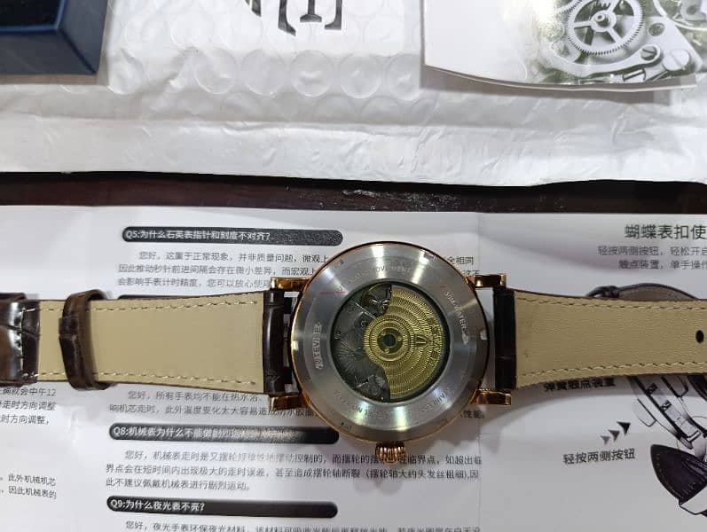 Original Tevise Automatic Rose Gold Plated Moon Graph Watch 9
