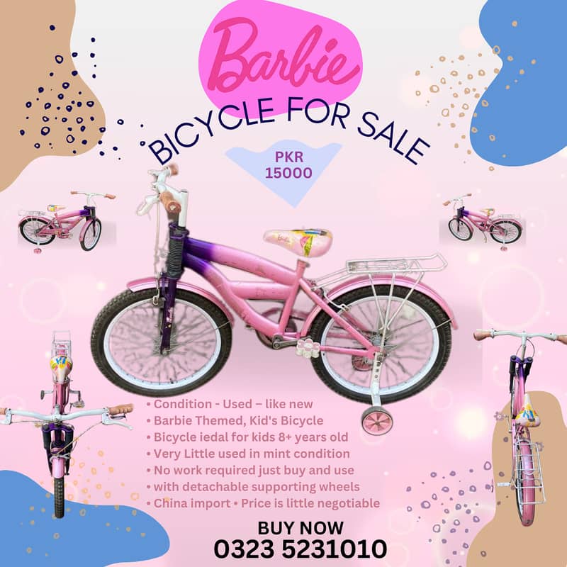Barbie Bicycle For Sale 0