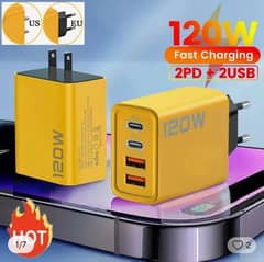 120 W fast Charger 2+ 2 USB and type C ports