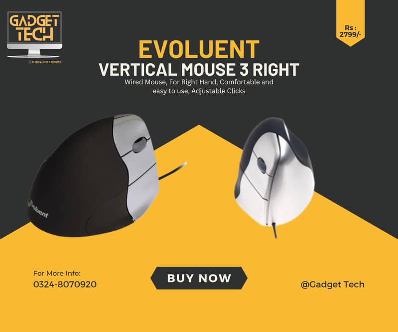 Evoluent Vertical Ergonomic Mouse 3 , 4 Right Comfortable Ergonomic 1