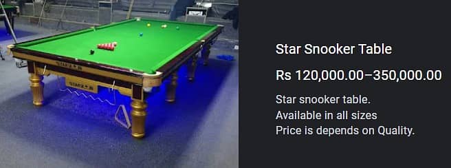 All  Snooker | Pool | INDOOR TABLE | 4/8 , 5/10 , 6/12 | Rasson | Star 1