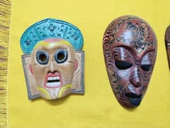 hand made wooden porcelain ceramic painted masks