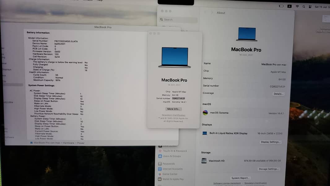 16" MacBook Pro M1 Max Ram 64 SSD 1 TB Apple Care Up to Feb 2025 1