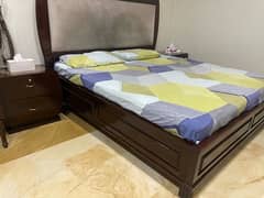 room wooden bed furniture furnished