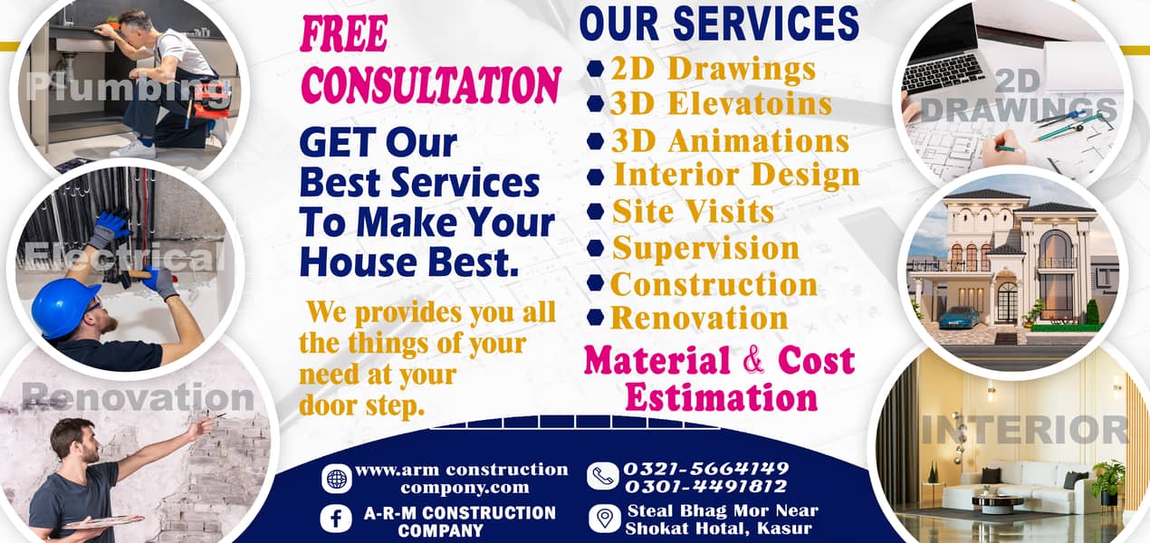 Architectural 2D&3D Interior & Exterior Designing+Construction Service 6