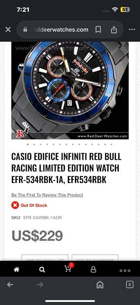 Casio Edifice Infiniti Red Bull Racing Limited Edition Watch EFR-534RB 2