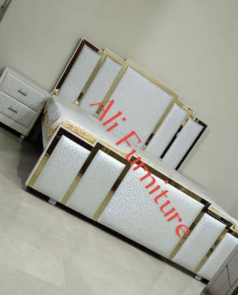 Latest phosish design double bed, King size double bed, Wooden bed 8