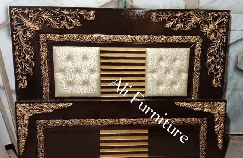 Latest phosish design double bed, King size double bed, Wooden bed 11