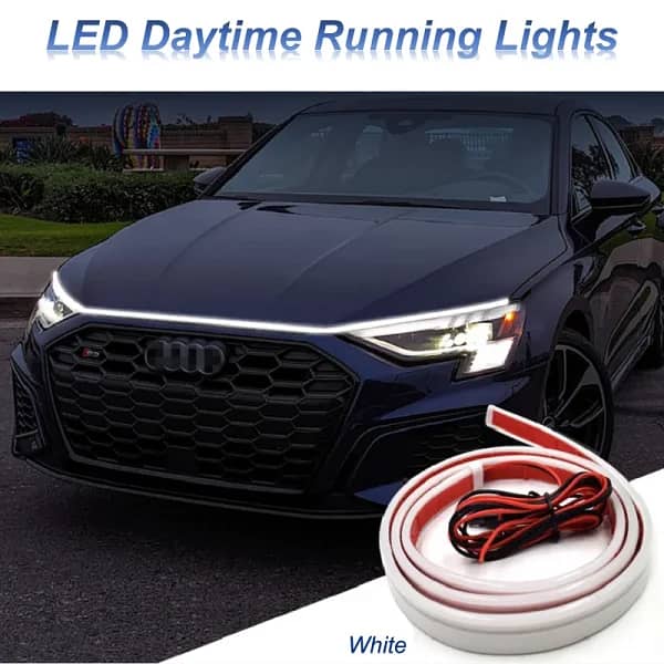 Car Led Hood Daytime Running Waterproof Flexible Light – White 2