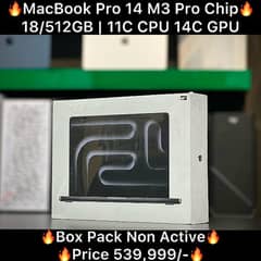 MacBook Pro M3 Pro 18/512GB 14 Inch 2024 Box Pack Non Active M1 M2
