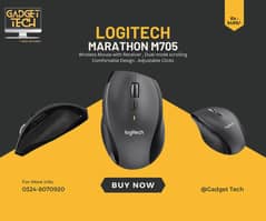 Logitech Marathon M705 Wireless Mouse With Receiver Comfort Dual Scrol