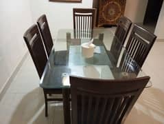 six chair dining table glass top
