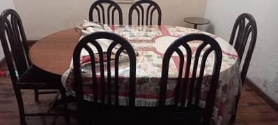 6 seater dining table with chairs  wooden