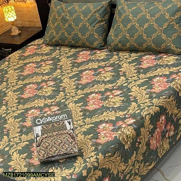 3pic cotton salonica printed double bedsheet 1