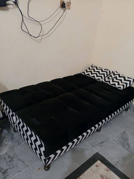 3 seater velvet sofa cum bed 3