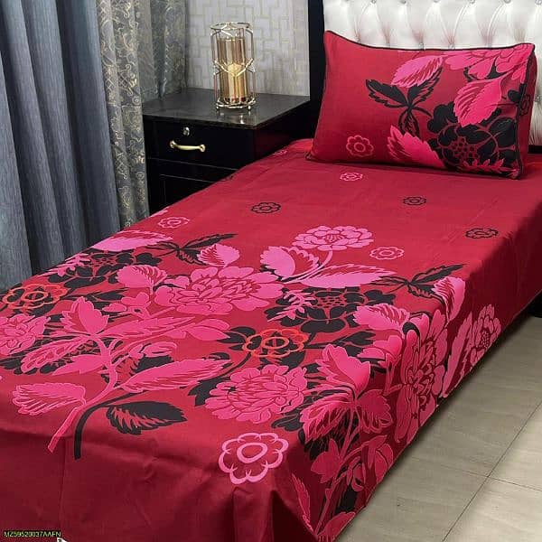 4 pic crystal Cotton Printed Single  Bedsheet 0