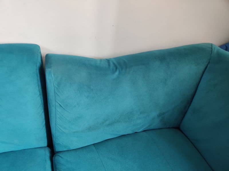 Blue L-shaped sofa 3