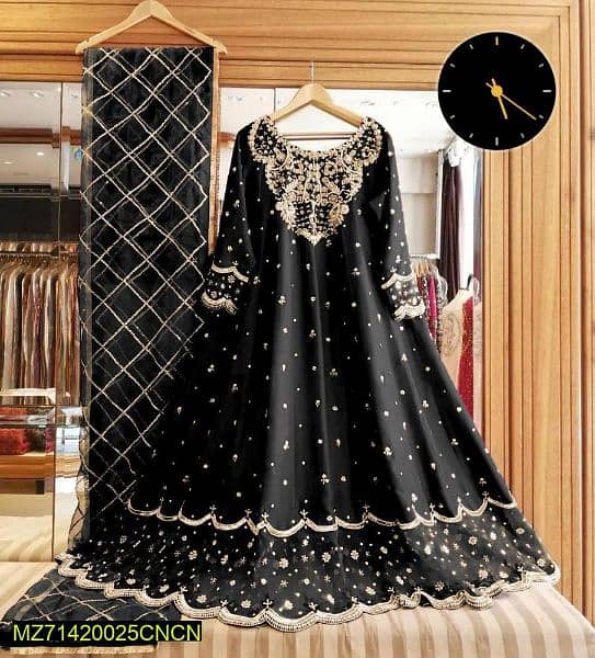 women's stitched Organza Embroidered Suit 0