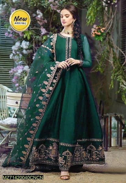 women's stitched Organza Embroidered Suit 10