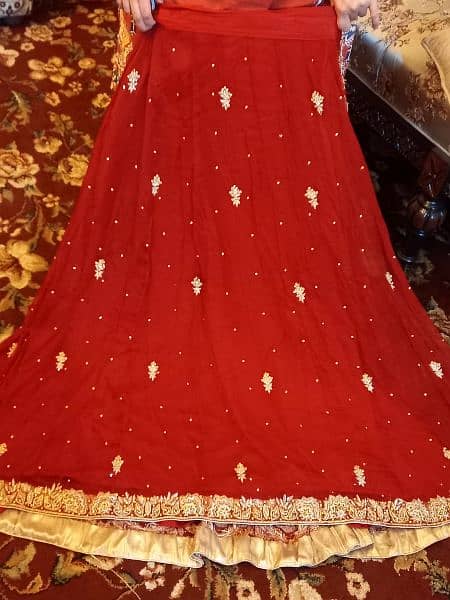 Red maroon chiffon bridal lehnga 0