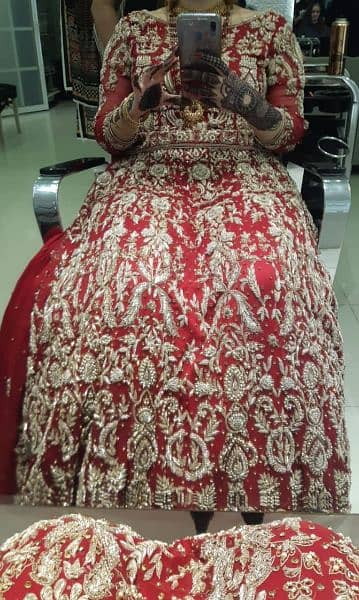 Red maroon chiffon bridal lehnga 1