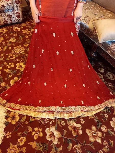 Red maroon chiffon bridal lehnga 3