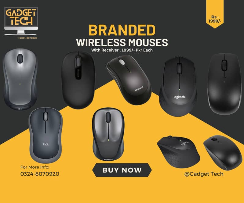 Branded Logitech Microsoft Wireless Mouse With Receiver Handy Size Big 0