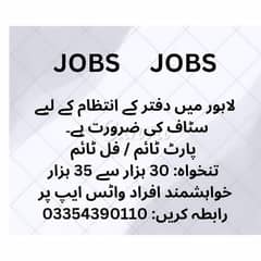 Jobs Available for Office Management in Lahore