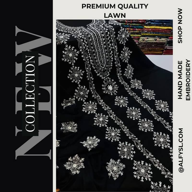 Beautifull 3pc Handmade Emboidery premium quality lawn suits 8