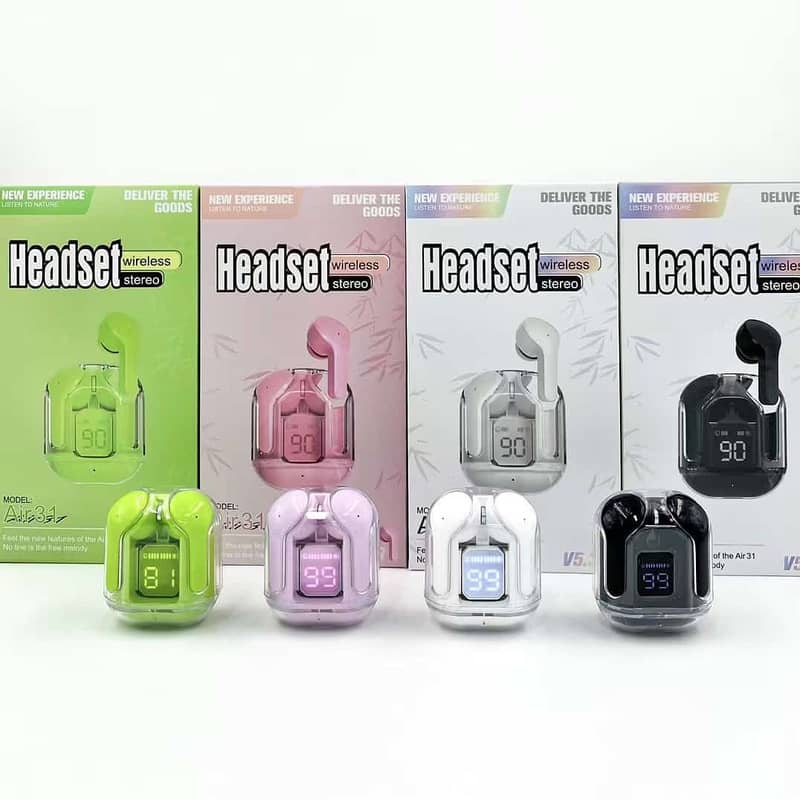 NEW BOX PACKED EARBUDS AIR 31 COD AVAILABLE COLORS BLACK WHITE GREEN 2
