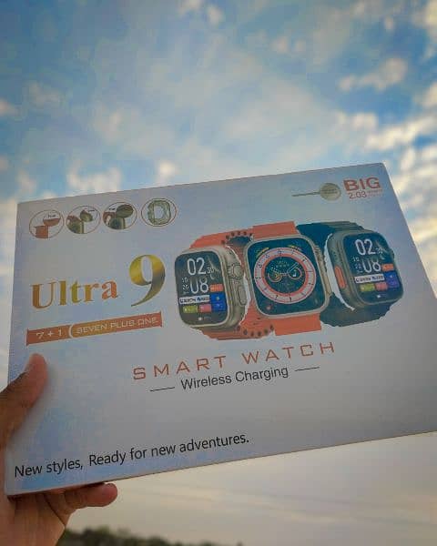 Ultra 9 (Seven Plus One) Smart Watch|| Wireless charging|| 7 strap|| 0