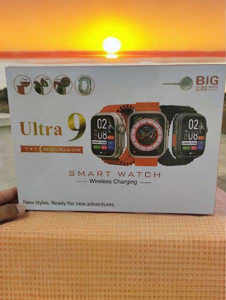 Ultra 9 (Seven Plus One) Smart Watch|| Wireless charging|| 7 strap|| 1