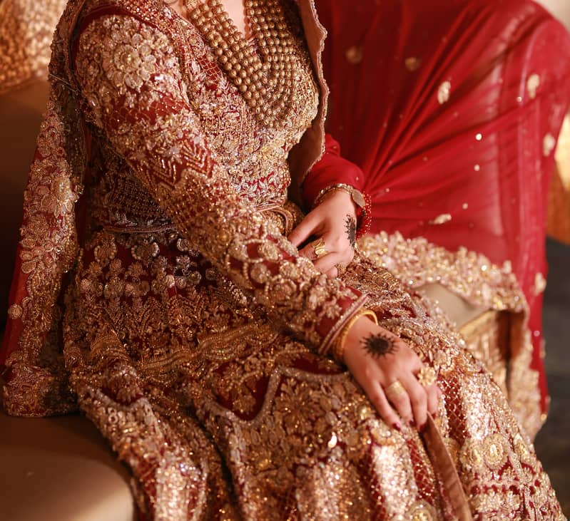 Wedding dress/bridal lehnga/red maroon gold barat lehenga choli 0