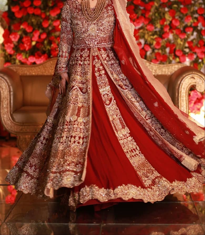 Wedding dress/bridal lehnga/red maroon gold barat lehenga choli 2