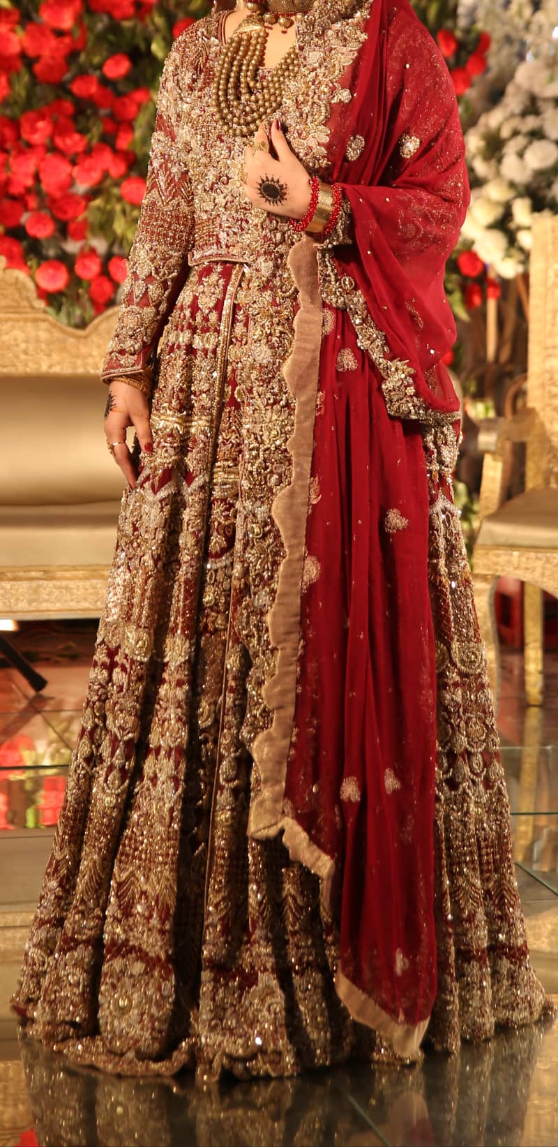 Wedding dress/bridal lehnga/red maroon gold barat lehenga choli 3