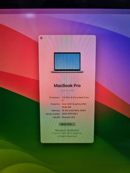 Mackbook pro 2018 15.4 inches 1