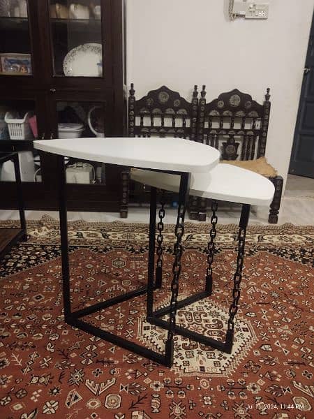 Brand New Nesting Tables unique design study metal wood 13