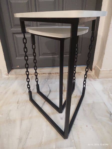 Brand New Nesting Tables unique design study metal wood 4