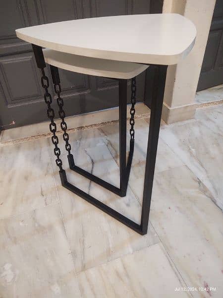 Brand New Nesting Tables unique design study metal wood 6